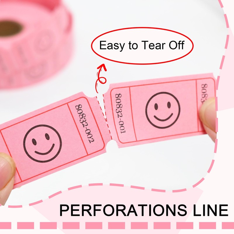 L LIKED 500 Raffle Tickets, Smile, Pink (6 Color Selection),