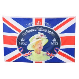 Toyland® 5ft x 3ft (150cm x 91cm) Queens Platinum Jubilee Union Jack Flag With Her Majesty The Queen - British Decorations (BANNER)