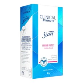 Desodorante Mujer SECRET, Clinical con Ácido Hialurónico, Crema Suave, Powder Protect Cotton, 45 GR                                                   