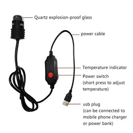 MiOYOOW Aquarium Heater 10 W, 5 V 2 A Aquarium Water Heater, Aquarium Heating Rod for 4 L Aquariums