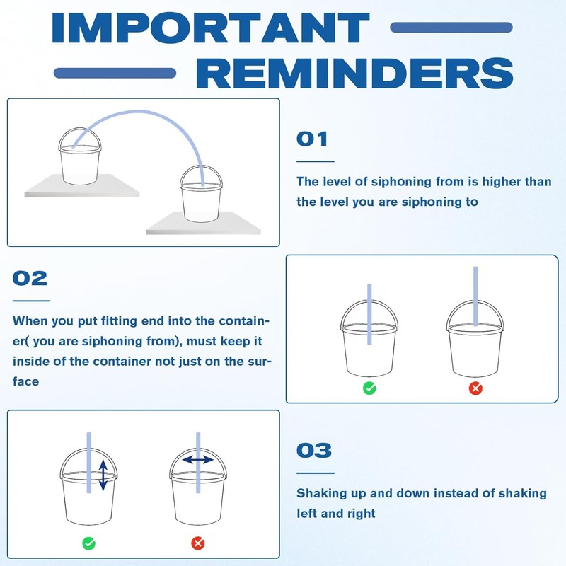 Wadoy Gas Siphon Hose Pump, Shaker Siphon for Gasoline/Fuel/Water Transfer,