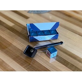 Y2PLAY Deluxe Chalk Stick Holder Pocket Chalker Pool/Billiard Cue Accessory w/One Dozen Silver Cup Electric Blue Chalk