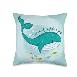 I Whale Always Love You Cute Baby Nursery Décor-Gift Blue Throw Pillow