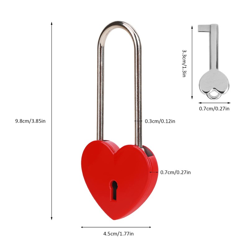 VeYocilk 10 PCS Red Love Lock Heart Shaped Lock Cute
