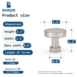 Banqin 20 Pack Brushed Nickel Cabinet Knobs Brushed Nickel Drawer Knobs Solid Dresser Knobs, Modern Kitchen Cabinet Knobs Round Nickel Knobs for Dresser Drawers