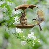 Animal Squirrel Bird Feeder with Umbrella, Outdoor Squirrel Holding Umbrella