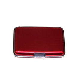 Aluminum RFID Blocking Credit Card Holder for Men & Women, Cool Slim Metal Business Card Case (Red)