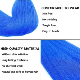 Lbsiwi Pre Stretched Braiding Hair 26 Inch 8 Packs Ombre Braiding Hair EZ Hair Itch Free Crochet Twist Hair Hot Water Setting Professional Soft Yaki Texture Synthetic Hair Extensions (26 inch, Blue)