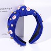 Baseball Headband for Women Crystal Pearl Knotted Headband Baseball Charms