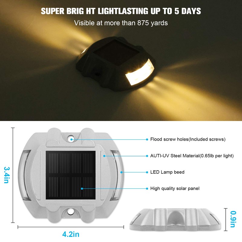 Solar Deck Lights Driveway Dock Lights, VOLISUN 12-Pack Led Wireless