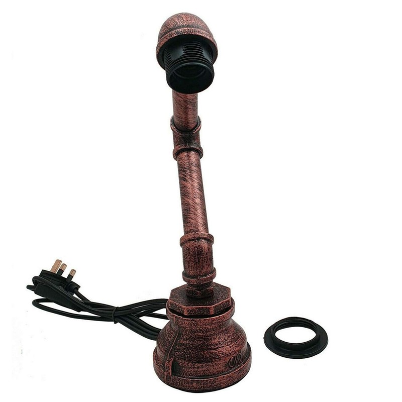 LEDSone Vintage Industrial Steampunk Table Lamp Rustic Red Water Pipe