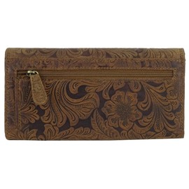 Large Women's Long Purse, Natural, RFID Protection, Genuine Leather, Dark Brown Vintage Collection, Purse for Women, Purse, Women's Long Purse, Wallet with Many Compartments, brown, Classic