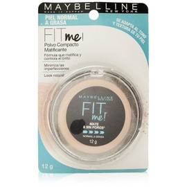 Maybelline Base de Maquillaje en Polvo Fit Me Matte & Poreless, nude 128, 12 gr, matifica y controla brillo por 16h, minimiza la apariencia de poros, arrugas y líneas de expresión