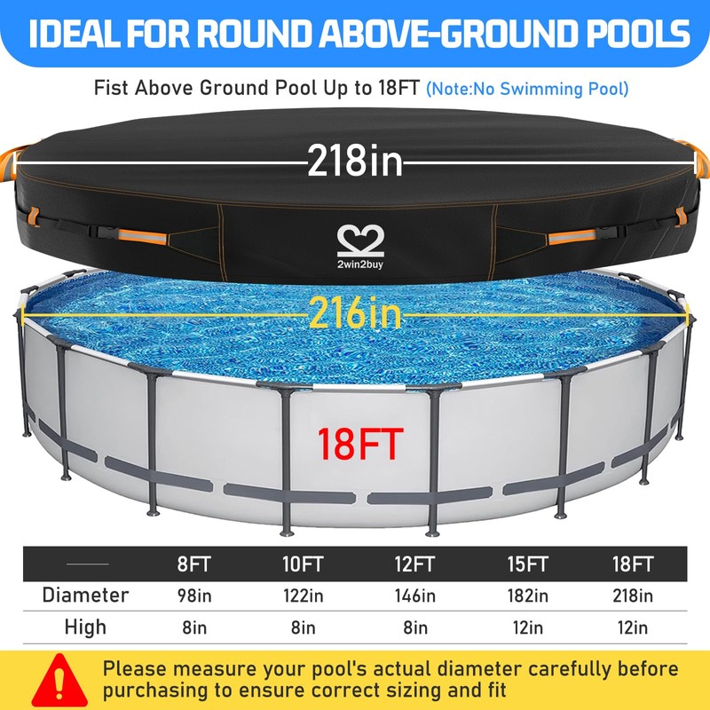 18ft Round Pool Cover Tarp, Solar Pool Covers for Above