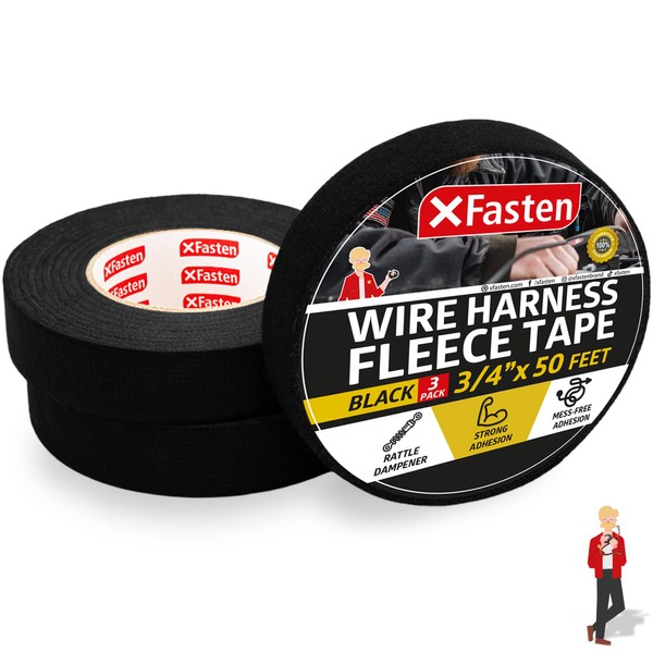 XFasten Wire Harness Tape 3/4 Inch x 50 ft (3-Pack
