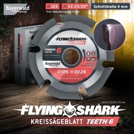 Bayerwald Flying Shark Diameter 125 mm (6 Teeth) Wood Saw Blade - Carving, Debarking - Ideal for Power Carving