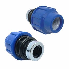SmartProduct SmartProduct PP Kupplung MDPE 25mm x 1/2 Zoll mit Innengewinde IG - Verschraubung für PE Rohr PN16 DVGW Trinkwasser zertifiziert – 25 mm Klemmverbinder Adapter für PE80 PE100 Rohren - 2 Stück
