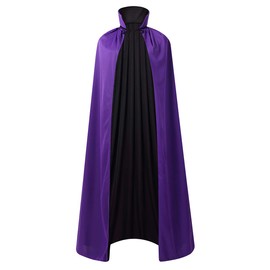 Regenboog 47inch(120cm) Stand Collar Reversible Cape for Kids,Black and Purple Cape,Halloween Christmas Costume,Masquerade,Dress up,Wizard,Witch,Vampires Cloak