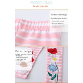 KISSOURBABY Girls and Toddlers' Leggings Fashion Stretch Pants Comfortable Bottoms(Pink Striped Hamster-4T)