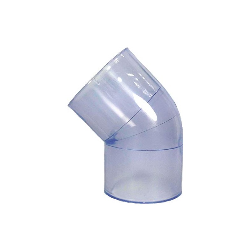 Clear PVC Pipe Fitting (bluish tint): 45 Degree Elbow, Schedule