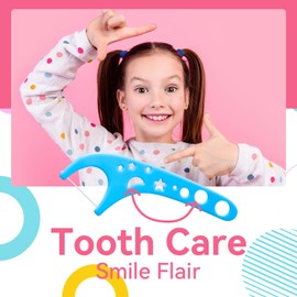 FAMILIFE Kid Floss Picks, Kid Flossers Without Fluoride, Dental Floss Picks with 4 Travel Handy Cases, Unflavored 120ct