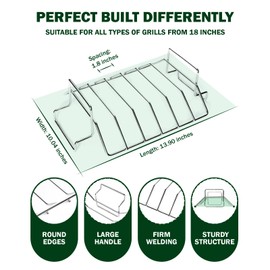 Rib and Roast Rack for Big Green Egg, Turkey Roasting Rack for Grilling and Smoking - Stainless Steel Pan for Cooking Rib, Chicken, Bird. L/XL BGE Accessories, Also for Other 18" or Larger Grills