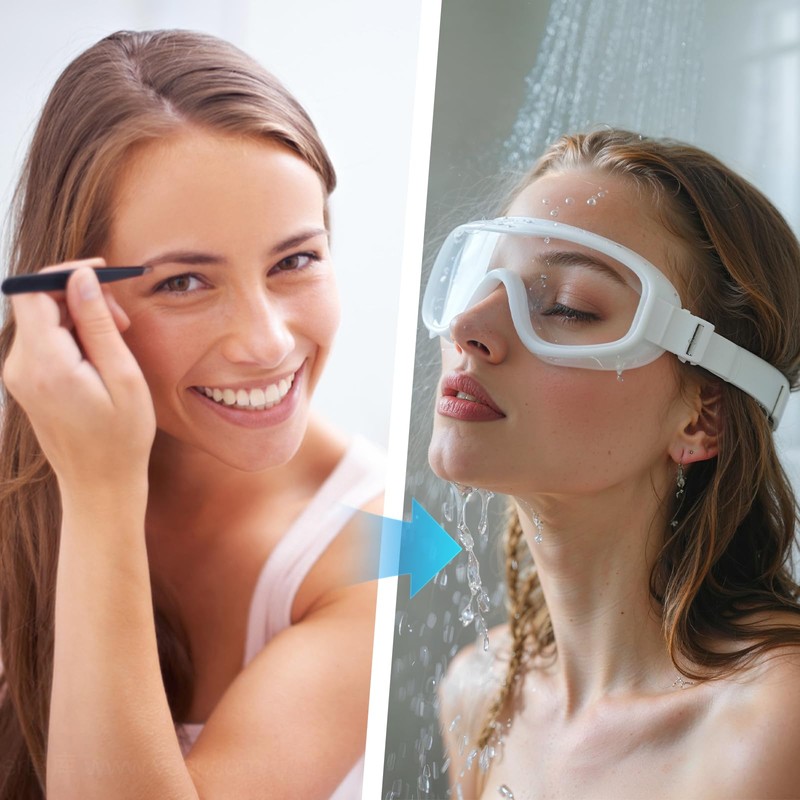 ElevateTech Adjustable Eyelash and Eyebrow Protector Shower Goggles Shield, 2