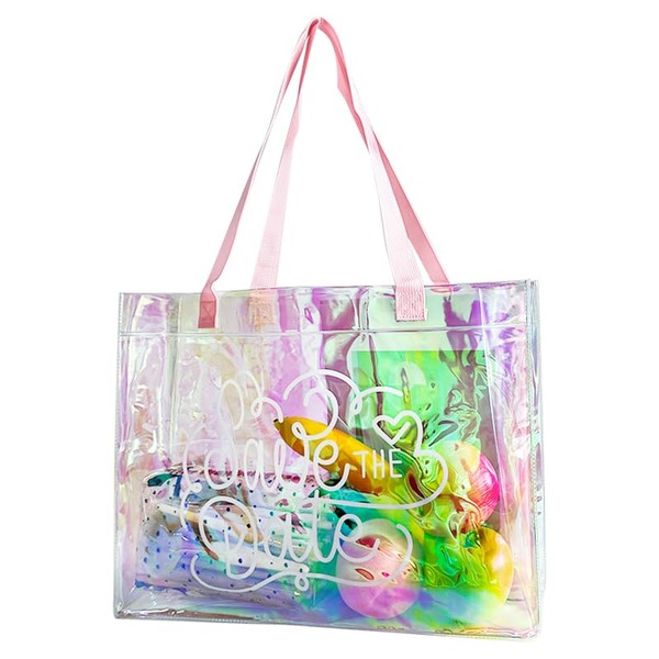 TotePrint Holographic PVC Handbag - Clear Transparent Bag with Letter