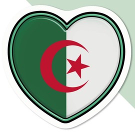 4 x Small 50mm 'Algeria Flag Heart' Permanent Sticker Decals for Cars/Windows/Bins/Walls etc (DW00092352)
