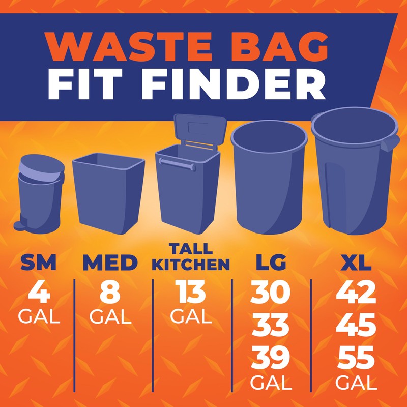 Hefty Steelsak Heavy Duty Large Trash Bags, Gray, Unscented, 39