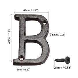 sourcing map House Letter, 3 Inch Cast Iron Letter B for Home Hotel Mailbox Address Sign
