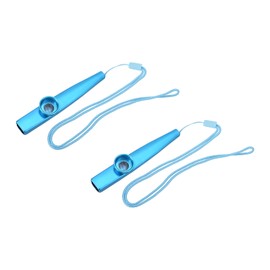 MECCANIXITY Kazoo Musical Instrument Aluminum Alloy Blue with Flute Diaphragm Lanyards for Party Guitar Ukulele Violin Piano Keyboard 2 Sets