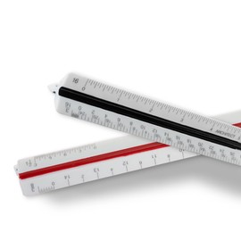 2 Pack Pacific Arc Architect Triangle Scale Ruler 12 Inch with Acid Etched Markings Openly Divided by 3/32, 3/16, 1/8, 1/4, 3/8, 1/2, 3/4, 1, 1H, and 3 Inch to The Foot