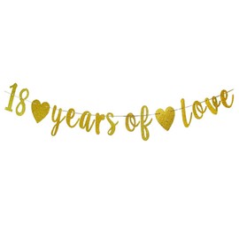 18 Years Of Love Banner,Happy 18th Birthday Sign for 18th Birthday/Anniversary Party Decorations/Cheers to 18 Years Party Props Supplies