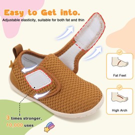 FEETCITY Baby Barefoot Shoes Girls Boys Infant Shoes Newborn Crib Shoe Wide Slip On Baby Sneakers Brown