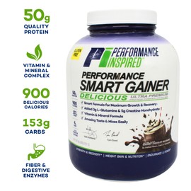 Performance Inspired Nutrition Smart Mass Gainer – 50G Protein, 900 Calories, Creatine, L-Glutamine & Digestive Enzymes – Muscle Recovery & Growth – Chocolate Milkshake – 6 lb