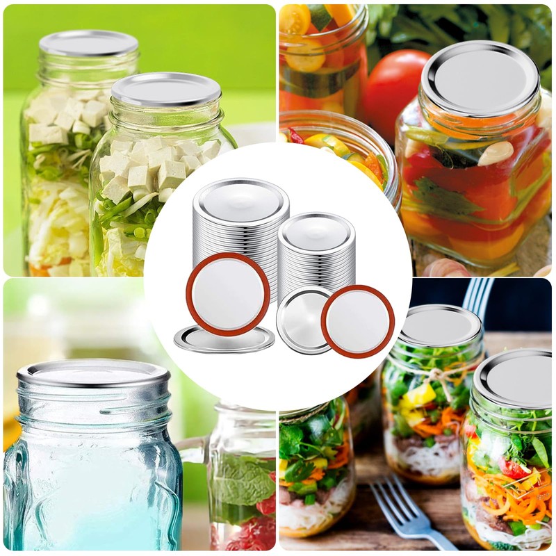 48PCS Mason Jar Lids for Wide and Regular Mouth Jars,