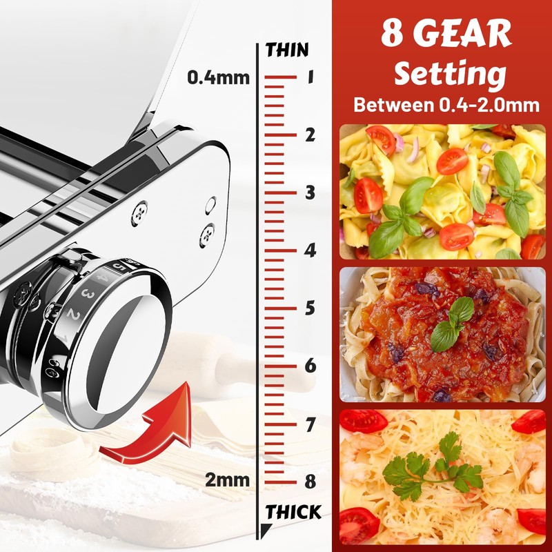 Pasta Attachment for KitchenAid Stand Mixer, 3-in-1 Stainless Steel Pasta