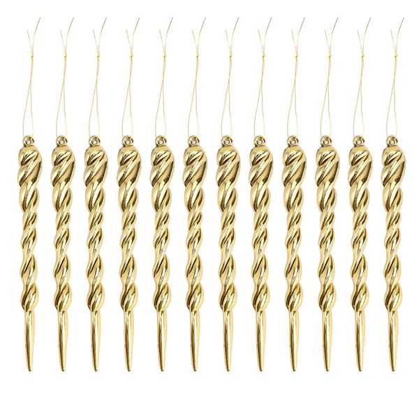 PRETYZOOM 12Pcs Christmas Tree Icicle Twist Icicle Ornament 13cm Xmas