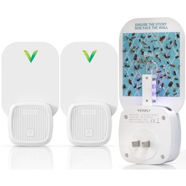 VEYOFLY VEYOFLY (Starter Kit) Fly Catcher Indoor, Fly Trap Indoor, (2 Device + 6 Refills) Fruit Fly Traps for Indoors, Gnat Traps for House Indoor, Bug Killer, Fly Trap, Plug in Light Flying Insect Trap