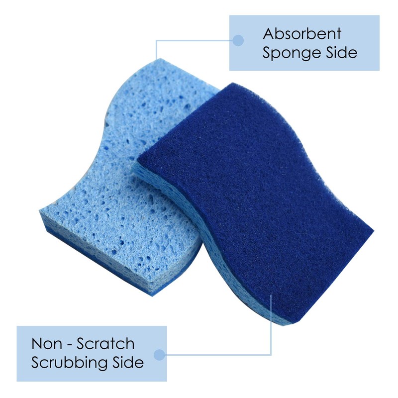 TRIXES Cleaning Sponge - Pack of 12 - Double-Sided Coated