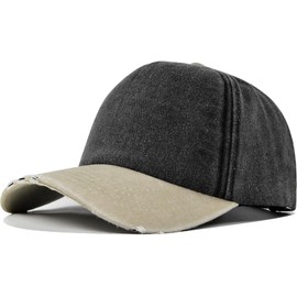 YeeHeen Baseball Cap for Women Men Washed Plain Hats Adjustable Sun Hat Black Khaki