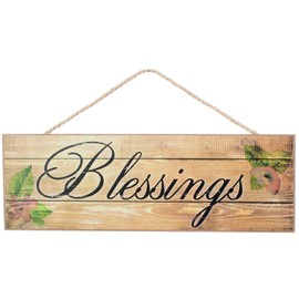 Blessings Sign Fall Wreath Decor - 15" x 5", Christmas, Thanksgiving Front Door Decoration, Fall Decor, Rustic Farmhouse, Wreath, Home, Kitchen, Porch, Blessed