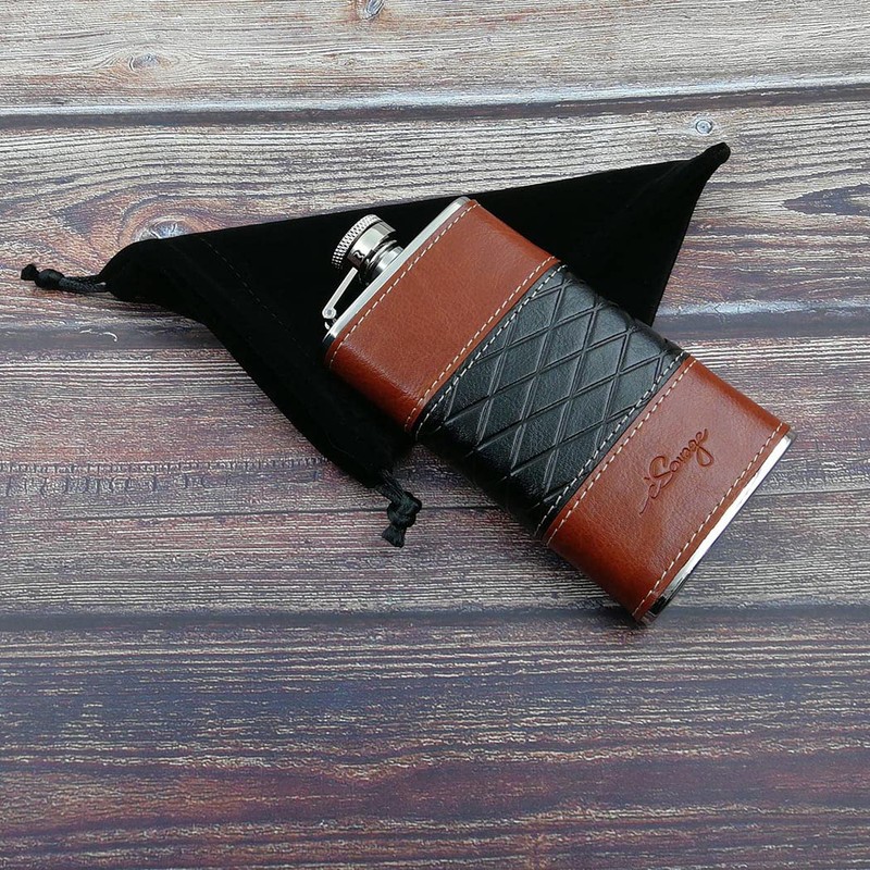 iSavage 4oz Leather Wrapped Hip Flask-YM156