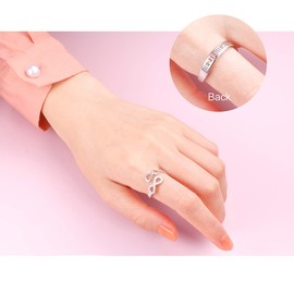 JZMSJF 925 Sterling Silver Infinity Love Best Friend Ring Adjustable Friendship Birthday Gifts for Women Size 8