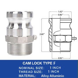 2Pcs Camlock Type F 1 inch Hose Fitting Male Adapter x Male NPT Thread