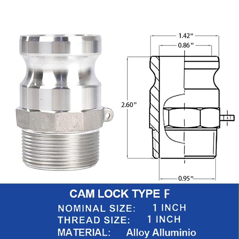 2Pcs Camlock Type F 1 inch Hose Fitting Male Adapter