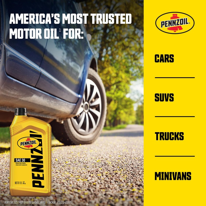 Pennzoil 550034991 SAE 30 SN Motor Oil - 1 Quart