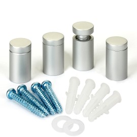 MALLEABLE Sign Standoffs 13MM*19MM,Silver Aluminum, For Acrylic,Glass,PVC,Glass Panel,Wood,House Numbers & Signs,Pack of 4