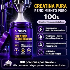 Creatina Monohidratada Micronizada – Creatina en Polvo 500 g (100 Porciones) – 100% Puro Monohidrato de Alta Pureza – Sin Sabor – Para Hombre y Mujer 